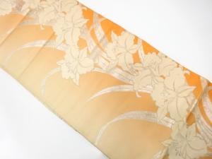 アンティーク　蘭模様織り出し袋帯（材料）